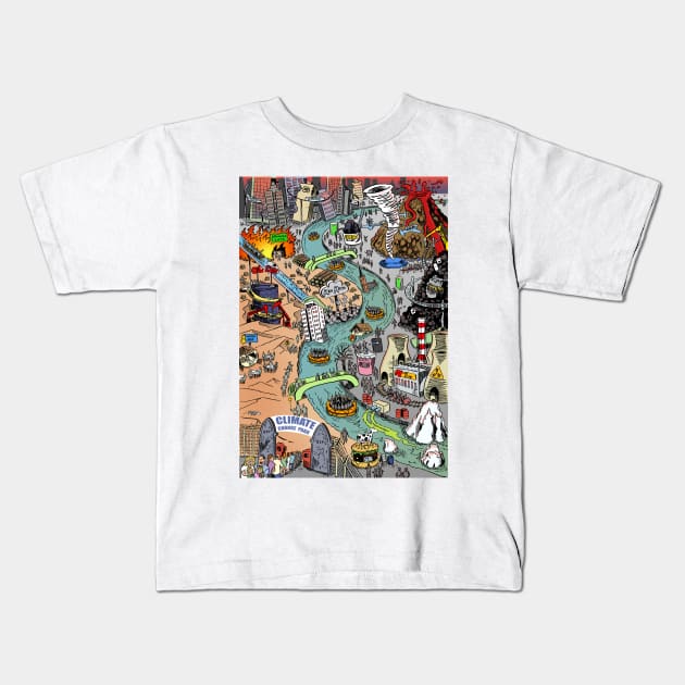 Climate Change Theme Park Kids T-Shirt by matjackson